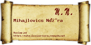Mihajlovics Nóra névjegykártya